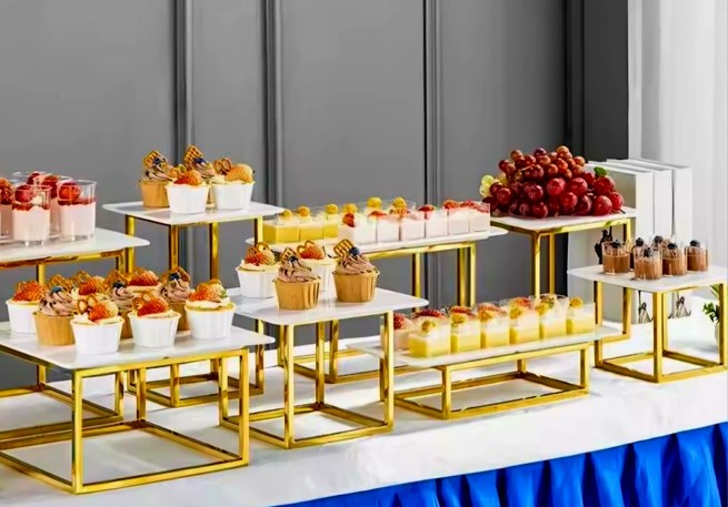 White top with gold legs, frame style, Table Risers set of 13 pcs