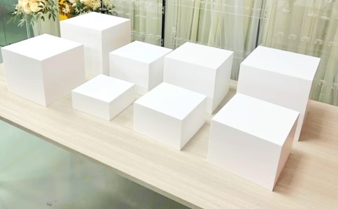 White Acrylic square Cubes Buffet Risers Set of 6
